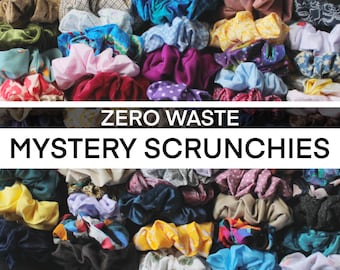 Zero Waste Mystery Scrunchie Pack Handmade from Recycled & Repurposed Materials - Set of 3, 5, 10 - Colour and Pattern Requests Available