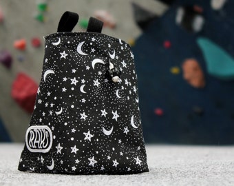 Chalk Bag for Climbing & Bouldering Handmade from Repurposed and Recycled Materials (night sky) | Unique Gift for Climbers or Boulderers