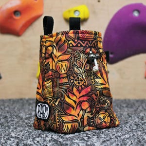 Chalk Bag for Climbing & Bouldering Handmade from Repurposed and Recycled Materials (tribal patterns) | Gift for Climbers or Boulderers