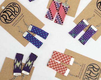 Purple & Pink Climbing Rope Earrings - Sustainably Handmade from Retired Climbing Ropes with Zero Waste