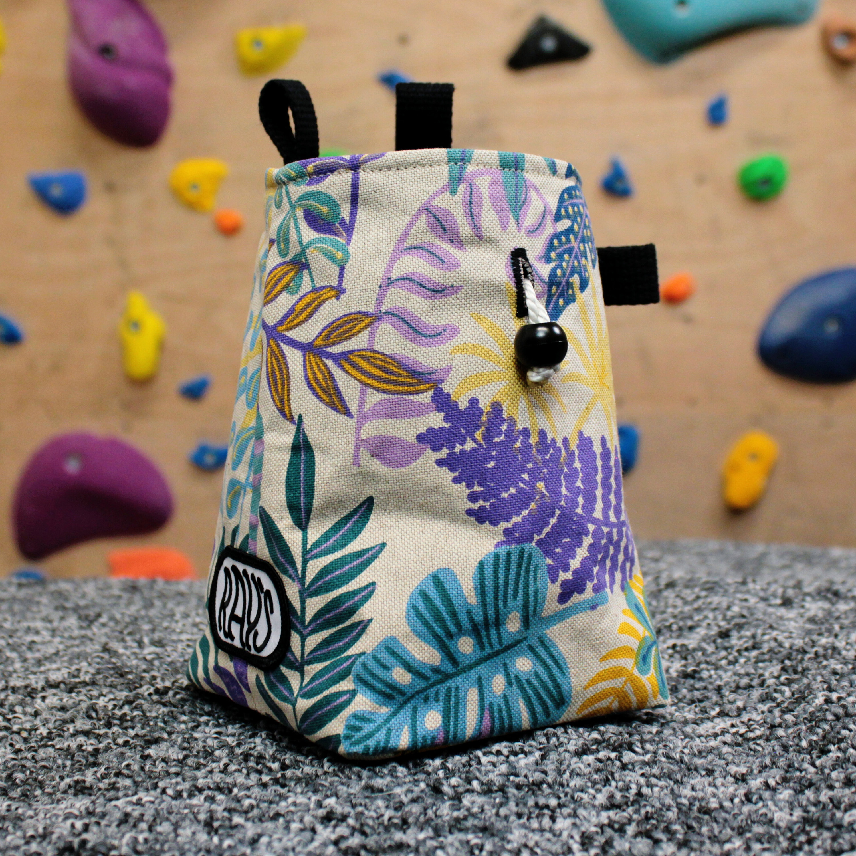 Chalk Bag for Climbing & Bouldering Handmade from Repurposed and Recycled Materials (monstera canvas) | Gift for Climbers or Boulderers