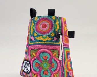 Printed Crochet Chalk Bag for Climbing - Handmade with Zero Waste | Gift for Climbers & Boulderers