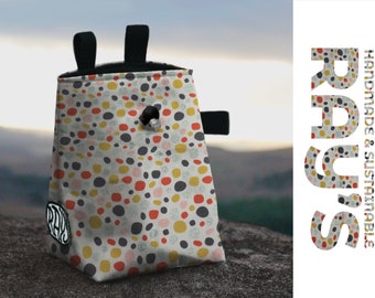 Chalk Bag for Climbing & Bouldering Handmade from Repurposed and Recycled Materials (dotty white) | Unique Gift for Climbers or Boulderers