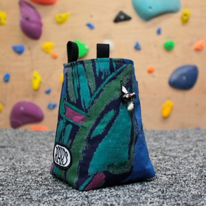 Chalk Bag for Climbing & Bouldering Handmade from Repurposed and Recycled Materials (dark splash) | Unique Gift for Climbers or Boulderers