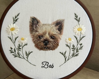 Personalized Dog Portrait Embroidery Hoop: Custom Pet Memorial Gift