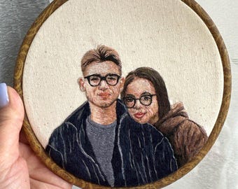 Marco de fotos personalizado con bordado a mano / Arte de retrato familiar