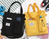 Canvas Bag With Pocket One Shoulder Slung