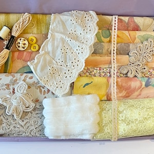 Slow Stitching Vintage Fabrics Scraps Kit - Junk Journaling Stoffe Set