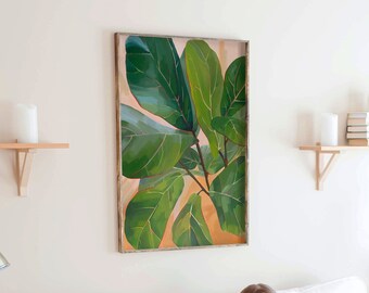 Fiddle-Leaf Fig Plant Painting Print, Wall Art, Home Decor (No Frame)