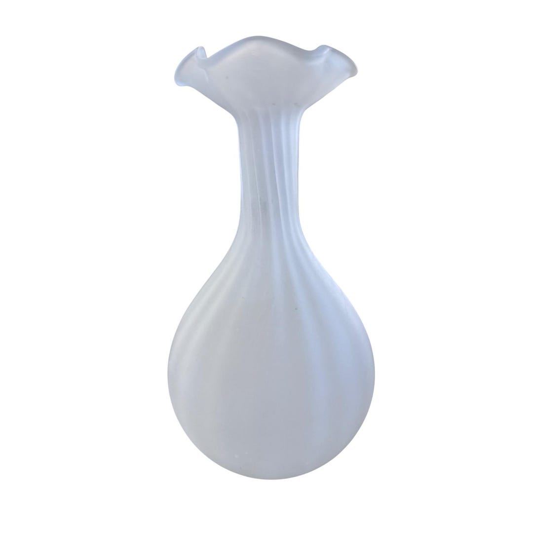 Vintage Blown Glass Vase Fluted Rim Bud Vase Swirl Design Small ...