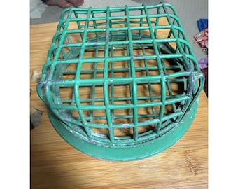 Vintage Flower Frog Green Metal  7.5 "