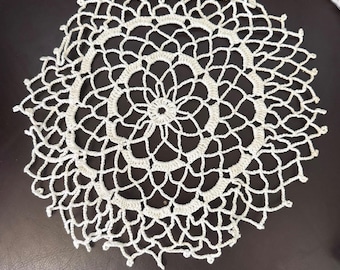 Vintage Handmade Crochet Doily Round Floral Lace Table Decor 11.5 Inches
