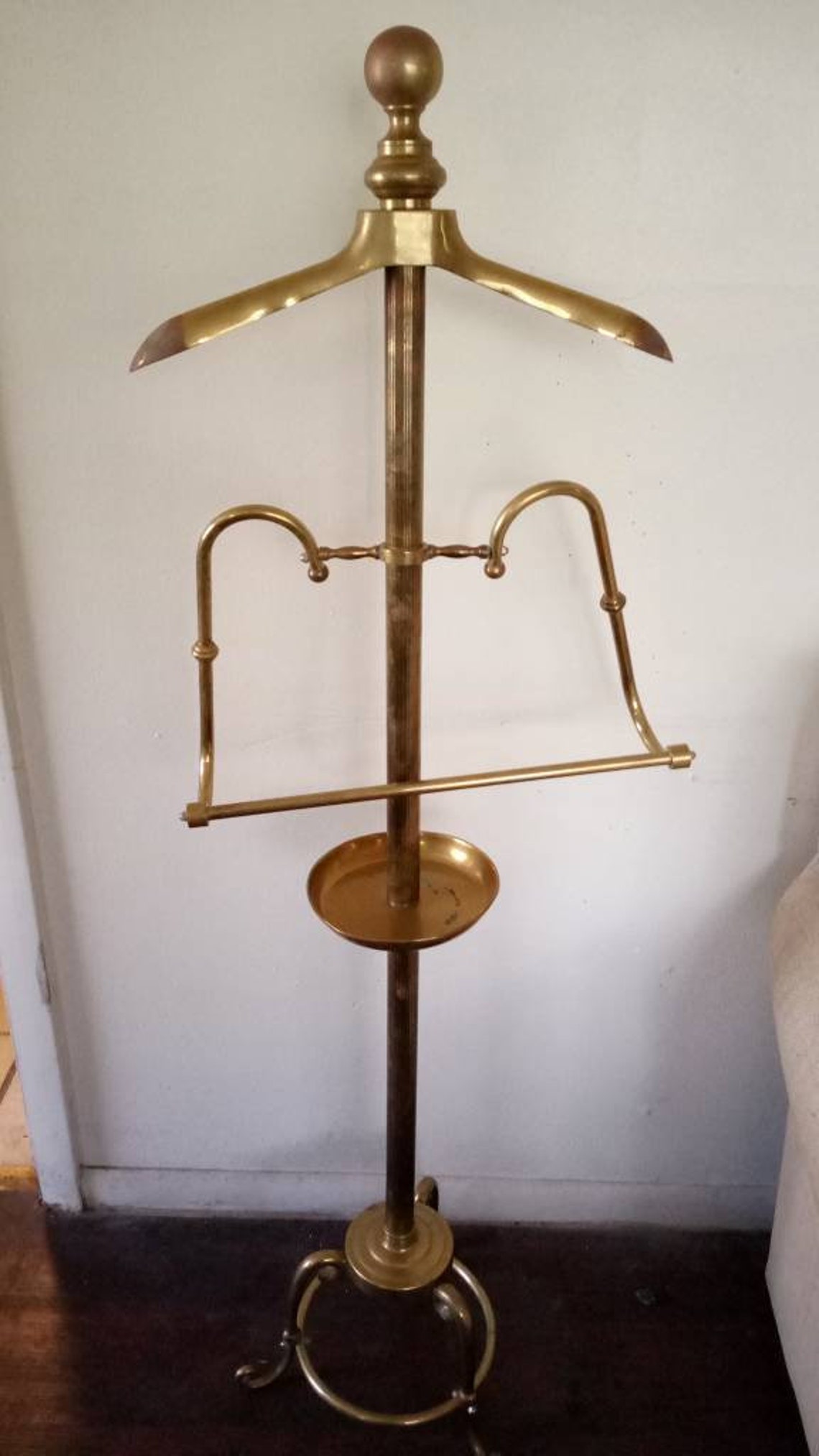 Vintage Brass Clothing Valet Butlers Rack Dressing Stand Coat Etsy