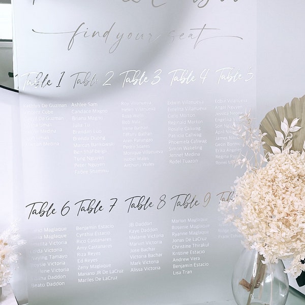 Acrylic Seating Chart Sign Etsy Australia