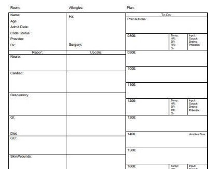 Nurse Shift Report Cheat Sheet Nursing Report Sheet Nurses Report Sheet