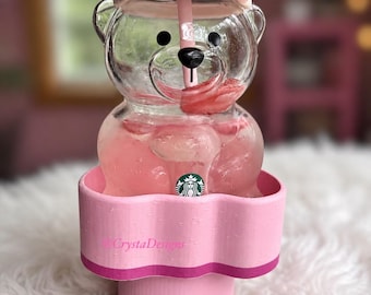 Adaptador para portavasos de coche Strawberry Bearista / Inserto para portavasos con impresión 3D / Accesorio para vasos con forma de oso / Organizador de coche con forma de fresa / Regalo para Co