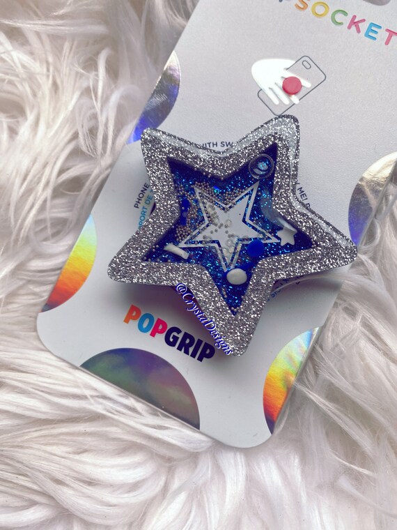 Star Shaker Charm, Cowboys , Dallas, Cowboy, Blue and silver Badge reel, Phonegrip