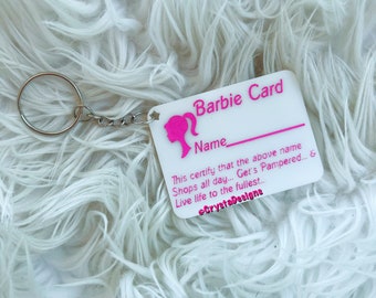 Llavero de tarjeta Barbee, llavero acrílico