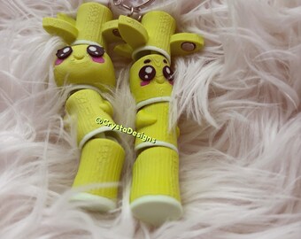 Bamboo Buddy & Bamboo Babette Flexi Duo | 3D Gedruckte Fidget Freunde | Magnet Herz Auf Wunsch | Schreibtisch , Schlüsselbund Charm Geschenk