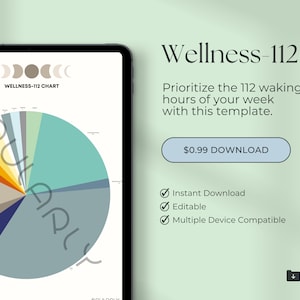 Geef prioriteit aan uw week met een cirkeldiagram van 112 uur Instant digitale download-pdf voor tijdbeheer, sjabloonwerkblad geestelijke gezondheid, ADHD