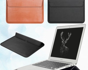 HoYiXi 13.3 Zoll Laptop Tasche PU Leder Hülle Leather Sleeve Kompatibel mit MacBook Air 13 Zoll M1 2018-2021 MacBook Pro 13 2016-2021 Dell XPS 13 Ultrabook Notebook Schutzhülle schwarz