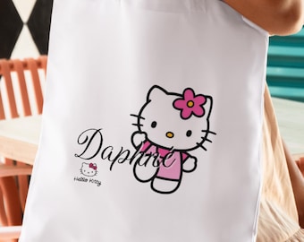 Customizable cotton tote bag with first name & Hello Kitty | Canvas tote bag | Tote bag | Digital mockup