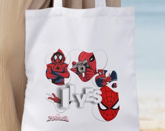 Customizable cotton tote bag with first name & Marvel Spiderman | Canvas tote bag | Tote bag | Digital