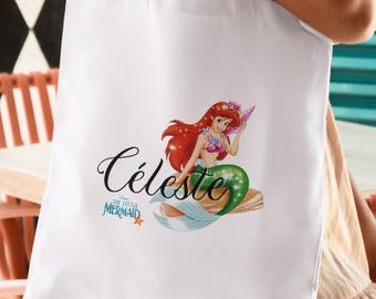 Customizable cotton tote bag with first name & Ariel The Little Mermaid from Disney | Canvas tote bag | Tote bag | Digital model