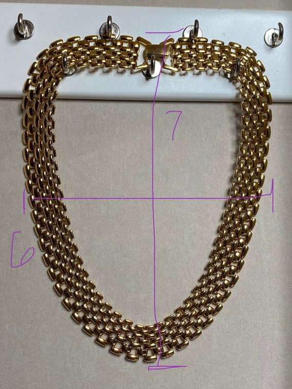 Vintage Napier Egyptian Collar Gold Tone Link Nec… - image 1