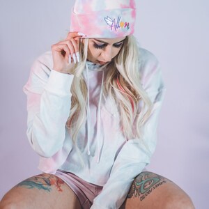 Cotton Candy Tie Dye Logo Beanie image 2