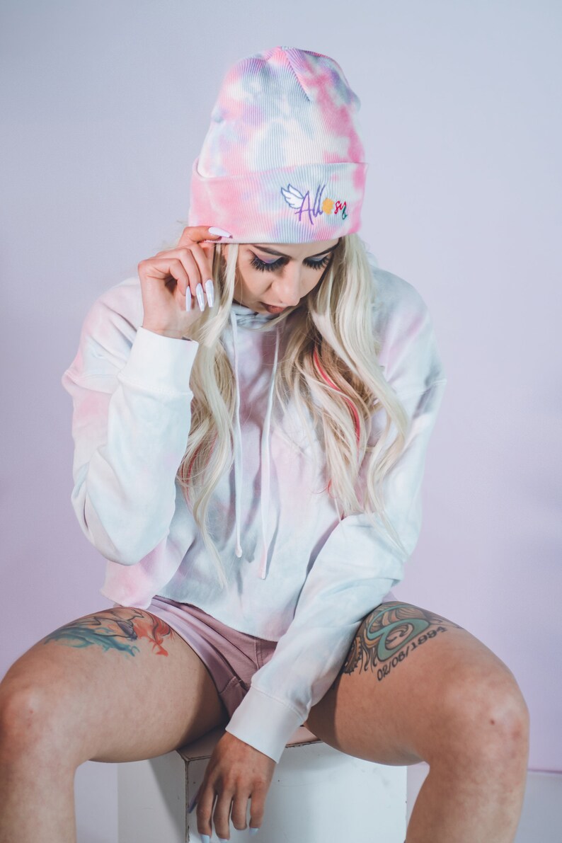 Cotton Candy Tie Dye Logo Beanie image 2