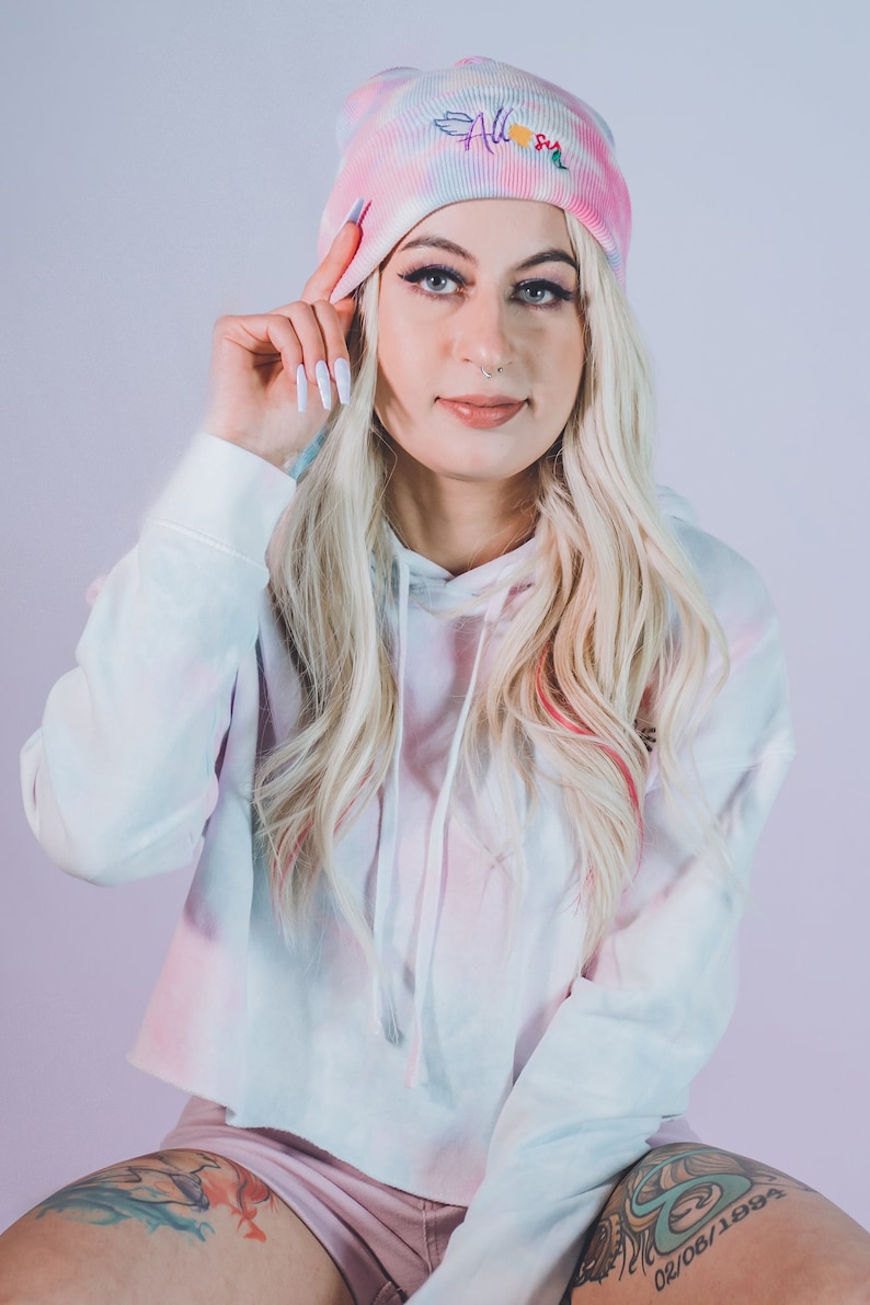 Cotton Candy Tie Dye Logo Beanie image 1