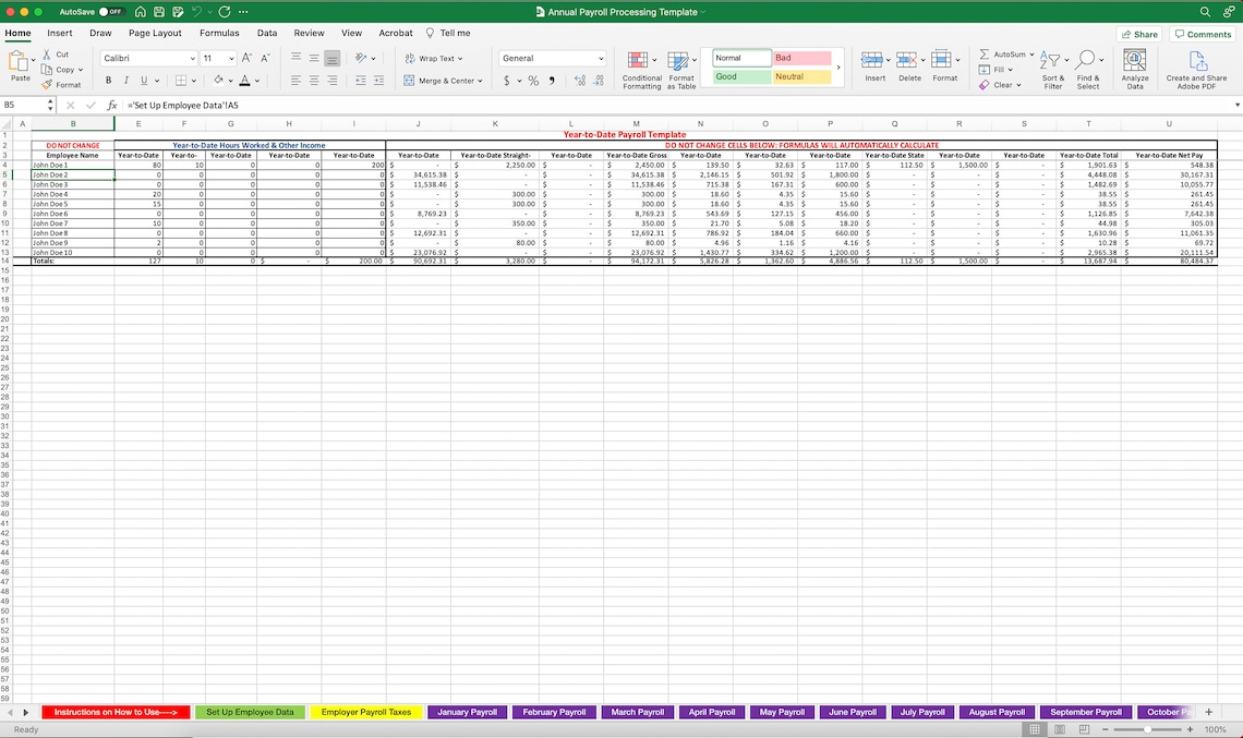 Summary Payroll Report, Easy to Use Employee Payroll Tracker, Summarize ...