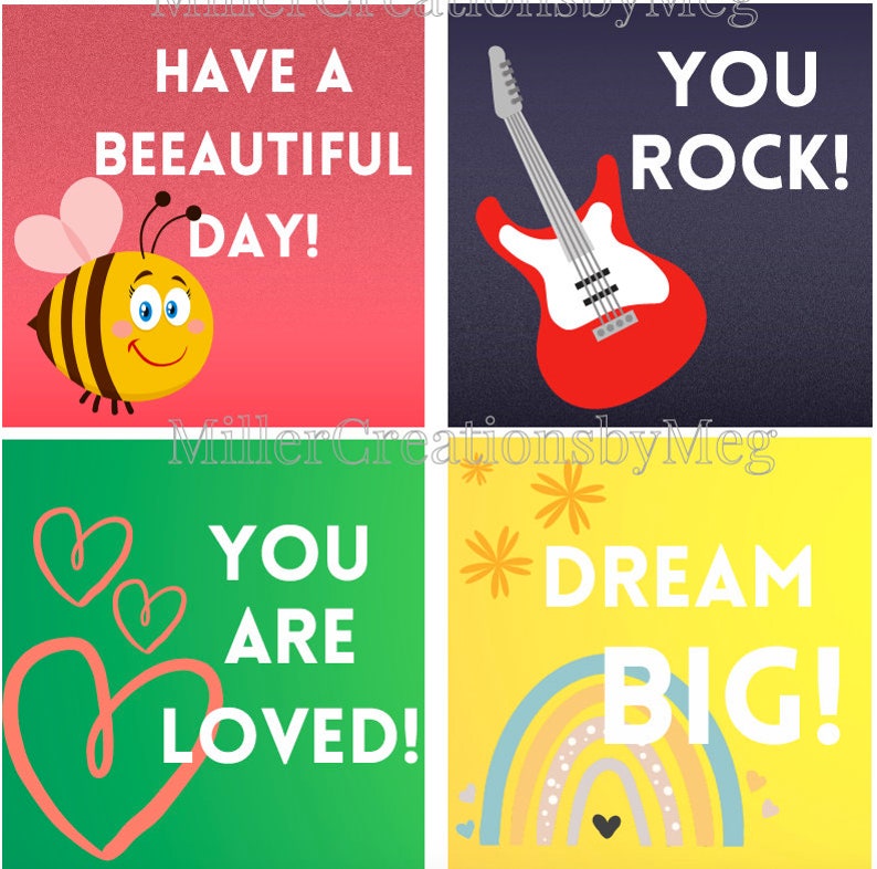 Inspirational Kids Lunch Box Cards - Printable - 8.5"x11" Pages - Etsy