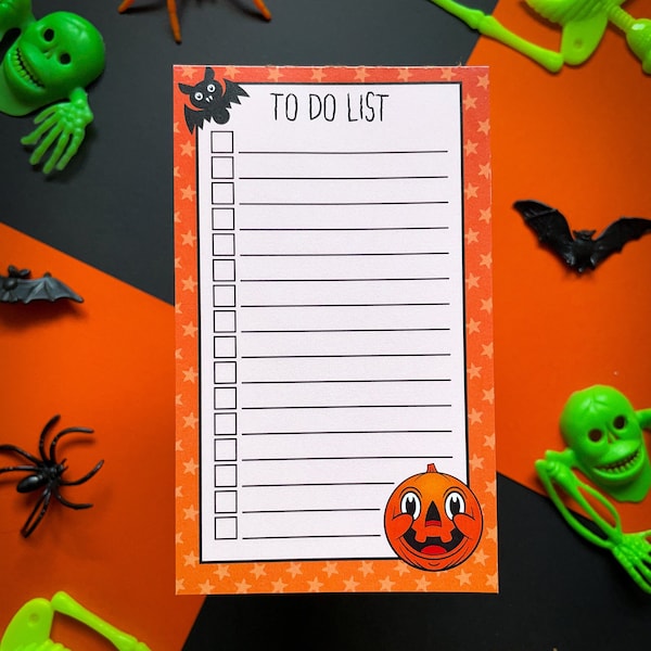 Notepad Silly Halloween Pumpkin, 45 Sheets, Stationery, Memo pad, Teachers Pad, To Do List, Scrapbook, Made in USA, 3"x5" B, Jackolantern