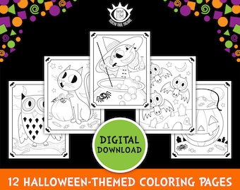 Niet-enge Halloween-kleurplaten: knutselen voor kinderen (digitale download)