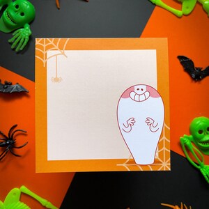 Notepad Silly Halloween Ghost, 45 Sheets, Stationery, Memo pad, Teachers Pad, To Do List, Scrapbooking, Made in USA, 4&quot;x4&quot; D, Ghostie