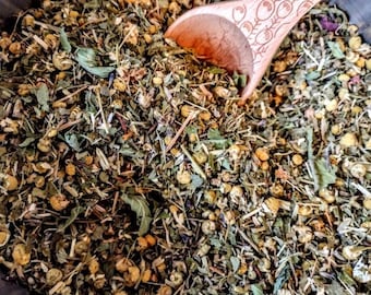 Sweet Dreams organic herbal tea/tisane for relaxation, stress relief and deep peaceful sleep, organically grown tea, herbal tea, sleepy tea