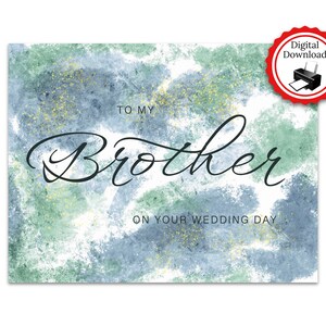 Afdrukbare broer die gaat trouwen, bruiloft of bruidswenskaart voor toekomstige bruidegom, huwelijk Love Note Keepsake, Instant Digitale Download