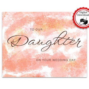 Afdrukbare dochter trouwen, bruiloft of bruidsfeest wenskaart voor toekomstige bruid, huwelijk liefde aandenken, instant digitale download