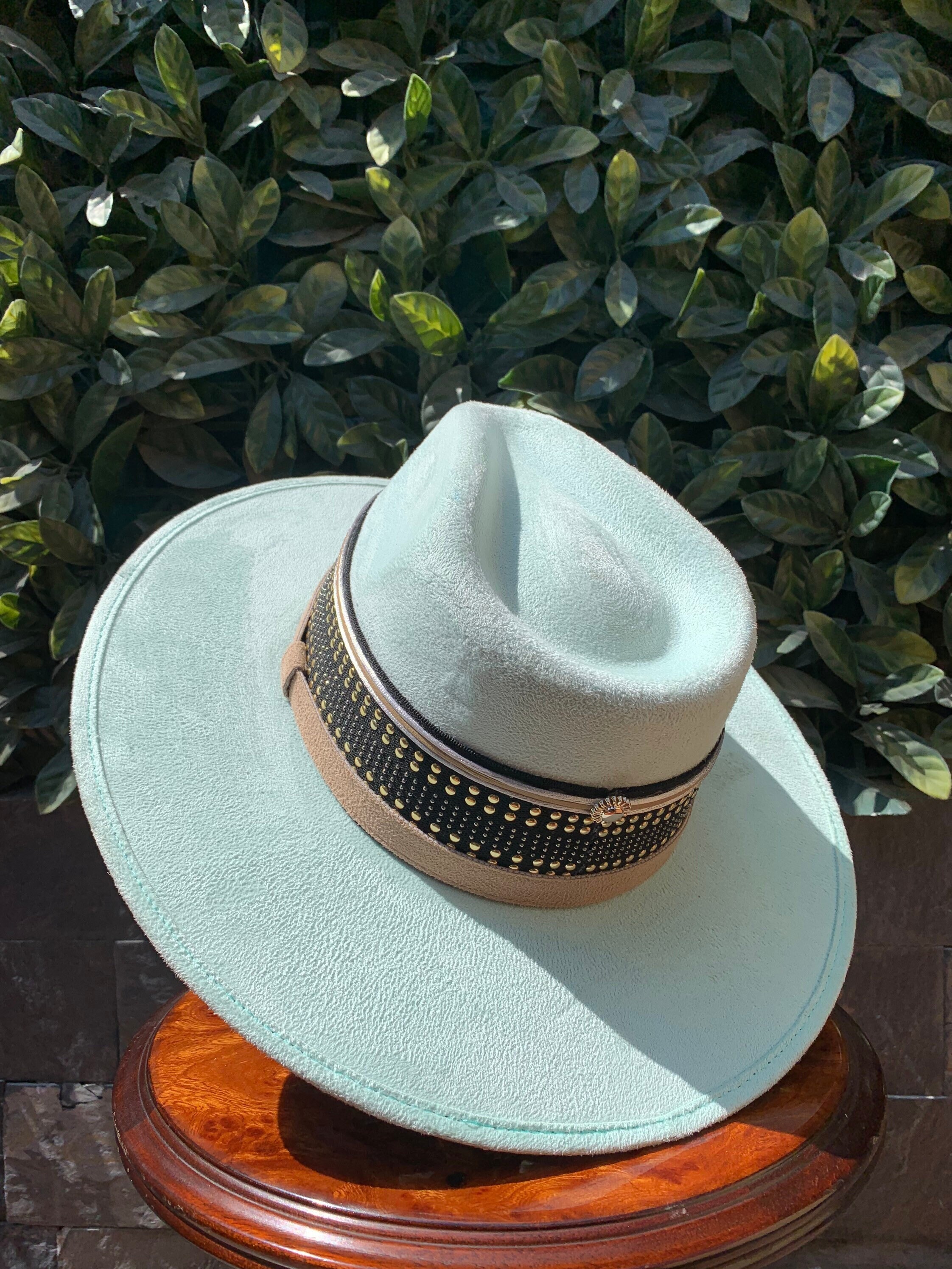 Pastel Blue Fedora Hat Suede Hat Sun 