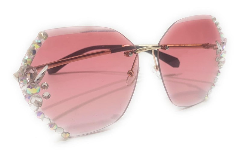 Womens Bling Sunglasses Rhinestone Western Gem Shades Flower Butterfly