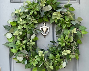 Eucalyptus greenery wreath,  handmade wreath for your front door, all seasons wreath, modern farmhouse wreath, interior wall decor,XL wreath