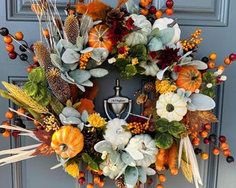 Fall front door wreath | Rustic farmhouse autumn wall decor | Thanksgiving wreath |Housewarming gift | Perfect for the entire fall season!
