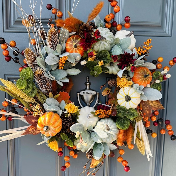 Handmade Fall Front Door Wreath | Rustic Farmhouse Decor