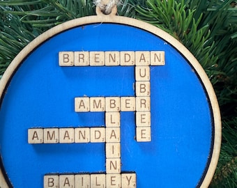 Custom Christmas Ornament, Scrabble Lovers Gift, Gamenight Gift,