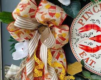 Low country boil bow, crawfish bow, rustic bow with crawfish, southern bow