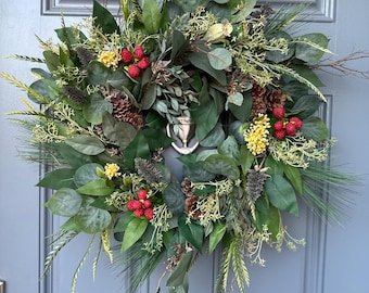 Winter front door wreath, Housewarming gift, Nature lover Christmas gift
