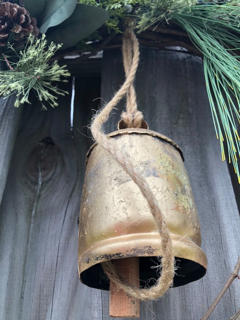 Winter Wreath Rustic Gold Bell 20 243036 Front Door Etsy