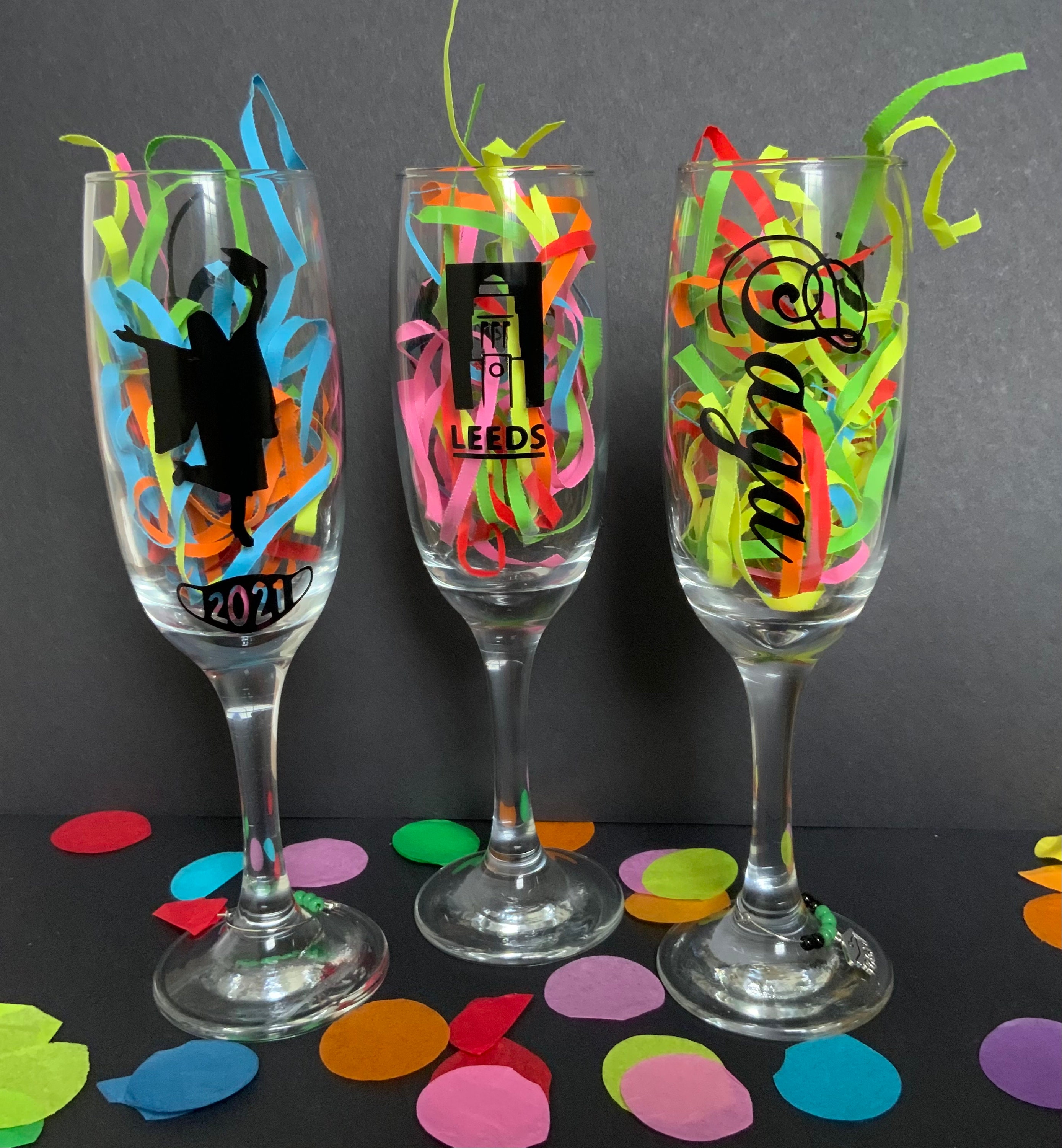 Graduation Personalised Glass with free glass charm Etsy